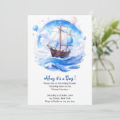 愛の結び目：航海のテーマ男の子のシャワー 招待状 (スタンド正面)