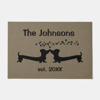 愛の結婚したなダックスフント ドアマット