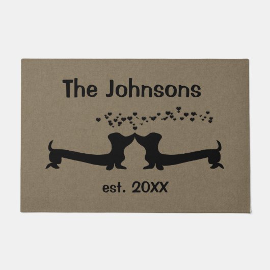 愛の結婚したなダックスフント ドアマット (正面)