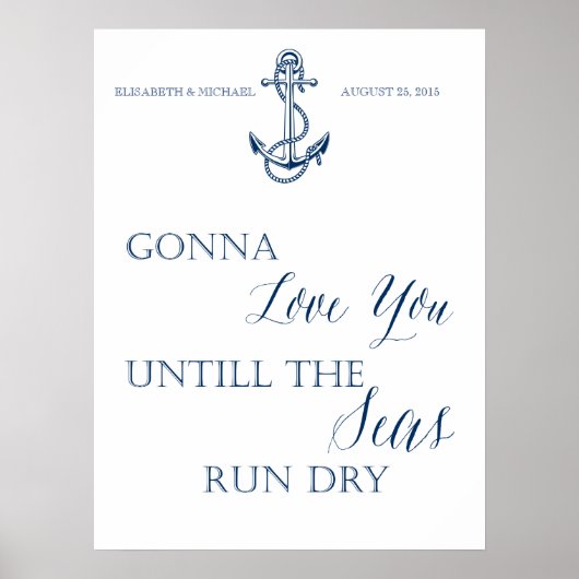 愛の結婚サインまたは記念日の航海のスタイル ポスター (正面)