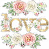 愛の結婚ハネムーン水の色のフローラと金ゴールド シール (正面)