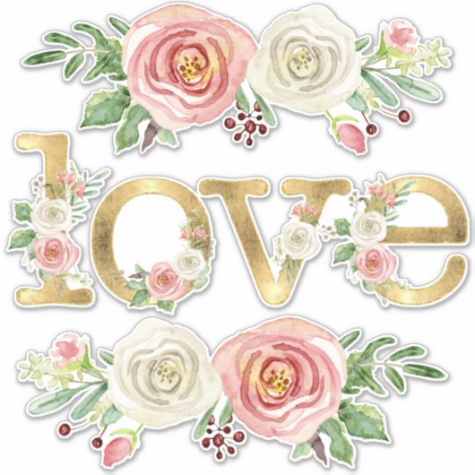 愛の結婚ハネムーン水の色のフローラと金ゴールド シール (正面)