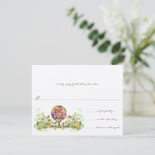 愛の結婚式の魔法の森のサークルRSVP 招待状 (スタンド正面)