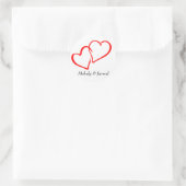 愛の絡み合った赤いハートのステッパーソナライズされたカー ラウンドシール (バッグ)