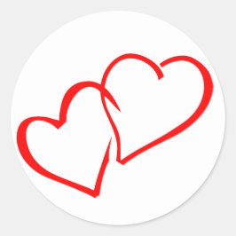 愛の絡み合った赤いハート結婚のステッカー/シール ラウンドシール