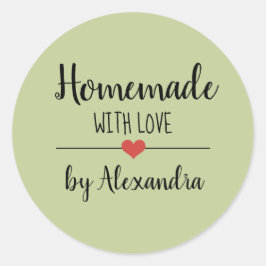 愛の緑のスクリプトで手作りカスタム ラウンドシール