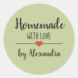 愛の緑のスクリプトで手作りカスタム ラウンドシール