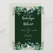 愛の緑の水の色のパレ結婚ット 招待状 (正面/裏面)