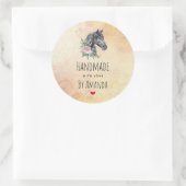 愛の美しい馬の頭の水色で作られた ラウンドシール (バッグ)