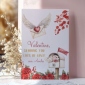 愛の翼の封筒とバラバレンタイン ノートカード
