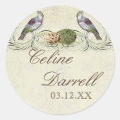 愛の翼の招待状-結婚のステッカーまたはシール ラウンドシール (正面)