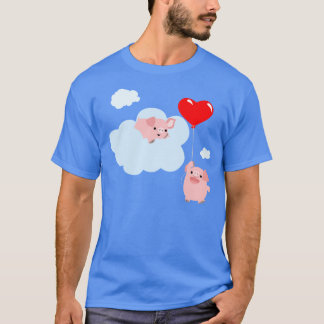 愛の翼(かわいい漫画の豚)Tシャツ Tシャツ