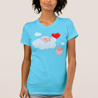 愛の翼(漫画の豚)女性のTシャツ Tシャツ