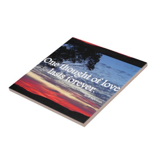 愛の考え日の入った引用文の一つ陶磁器タイル タイル (側面)