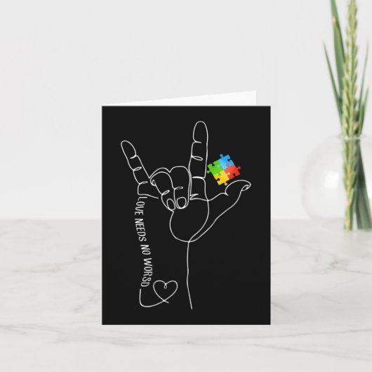 愛の自閉症の認識月は言葉を必要としないASL SPED カード (正面)