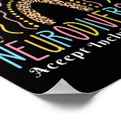 愛の自閉症を支持する神経多様性虹 ポスター (角)