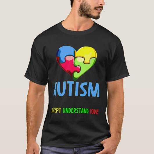 愛の自閉症啓発の日を理解する Tシャツ (正面)