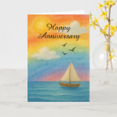 愛の航海 - レインボーシー・アニバーサリーLGBTQ+ カード (黄色い花)