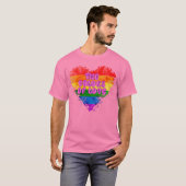 愛の色ゲイプライドLGBTQレインボーハート Tシャツ (正面フル)