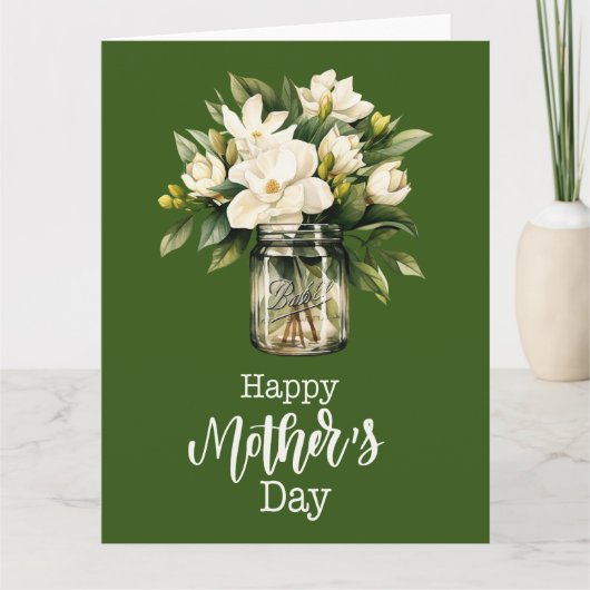 「愛の花々：白いガーデニアの母の日」 カード (正面)