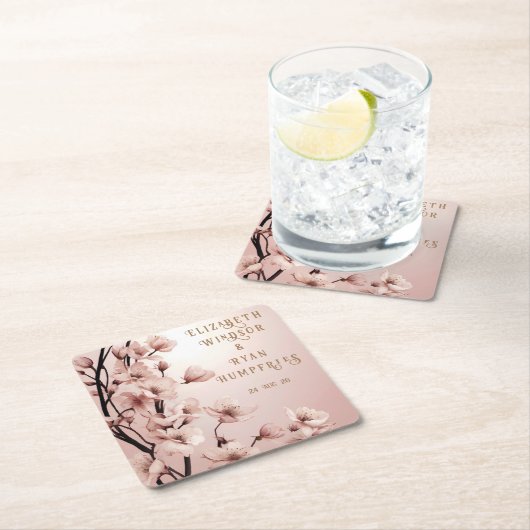 愛の花々»結婚式招待状 スクエアペーパーコースター (インサイチュ)