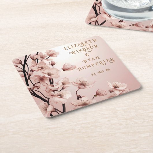 愛の花々»結婚式招待状 スクエアペーパーコースター