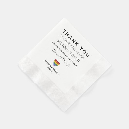 愛の花の同性結婚のナプキン 縁ありカクテルナプキン (角)