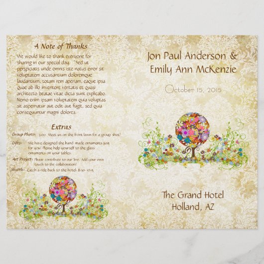 愛の花の木の魔法の森の結婚輪 (正面)