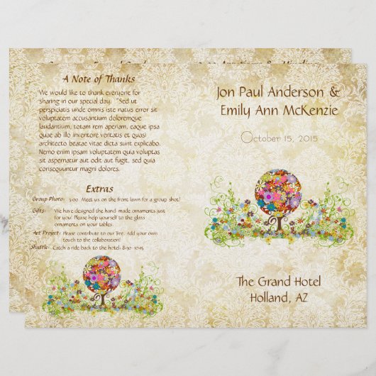 愛の花の木の魔法の森の結婚輪 (正面/裏面)