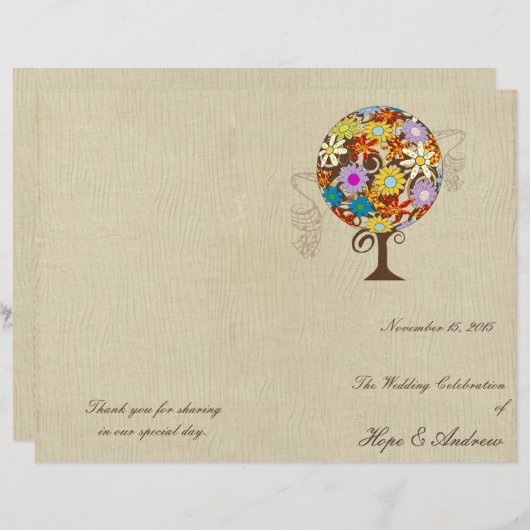 愛の花の木の魔法の森の結婚輪 (正面/裏面)