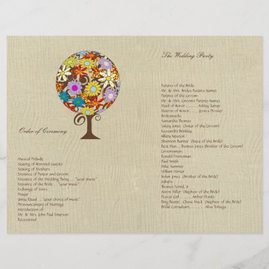 愛の花の木の魔法の森の結婚輪 (裏面)