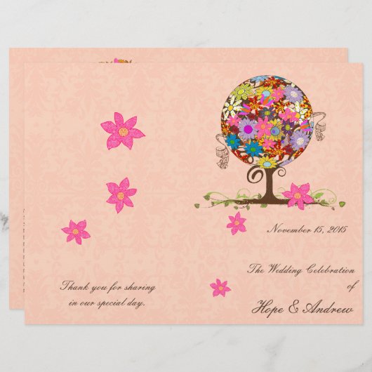 愛の花の木の魔法の森の結婚輪 (正面/裏面)