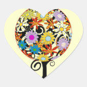 愛の花の木の魔法の森の結婚輪 ハートシール (正面)