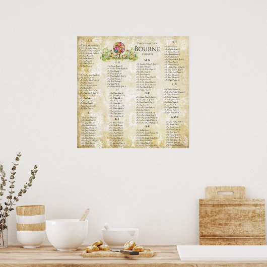 愛の花の木の魔法の森の結婚輪 ポスター (キッチン)