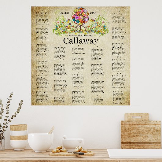 愛の花の木の魔法の森の結婚輪 ポスター (キッチン)