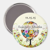 愛の花の木の魔法の森の結婚輪 マグネット (正面/裏面)