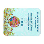 愛の花の木の魔法の森の結婚輪 マグネット (横)