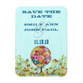 愛の花の木の魔法の森の結婚輪 マグネット (縦)