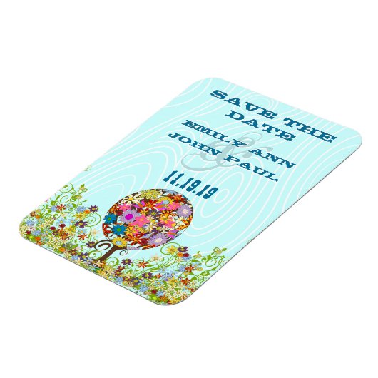 愛の花の木の魔法の森の結婚輪 マグネット (左側)