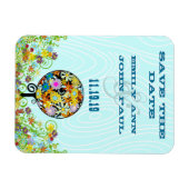 愛の花の木の魔法の森の結婚輪 マグネット (横)