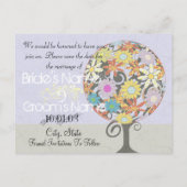 愛の花の木の魔法の森の結婚輪 案内ポストカード (裏面)