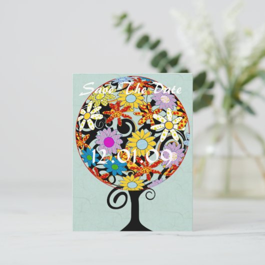 愛の花の木の魔法の森の結婚輪 案内ポストカード (スタンド正面)