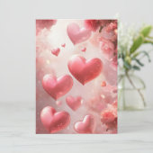 愛の花咲き:ピンクのバラのハート結婚のInvitati 招待状 (スタンド正面)