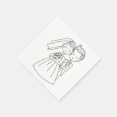 愛の花嫁と花婿の漫画結婚の スタンダードカクテルナプキン (角)