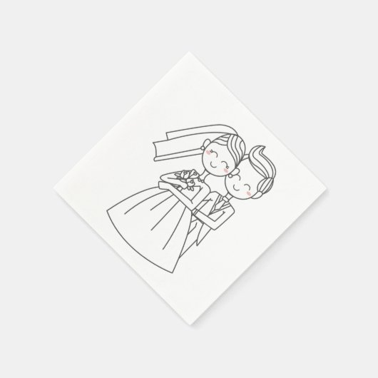 愛の花嫁と花婿の漫画結婚の スタンダードカクテルナプキン (角)