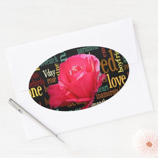 愛の花束:心のこもった表現 楕円形シール (封筒)