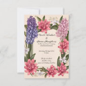 愛の花開：エレガントフローラ結婚式招待状 (正面)