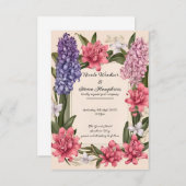 愛の花開：エレガントフローラ結婚式招待状 (正面/裏面)