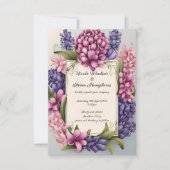 愛の花開：エレガントフローラ結婚式招待状 (正面)