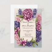 愛の花開：エレガントフローラ結婚式招待状 (正面/裏面)